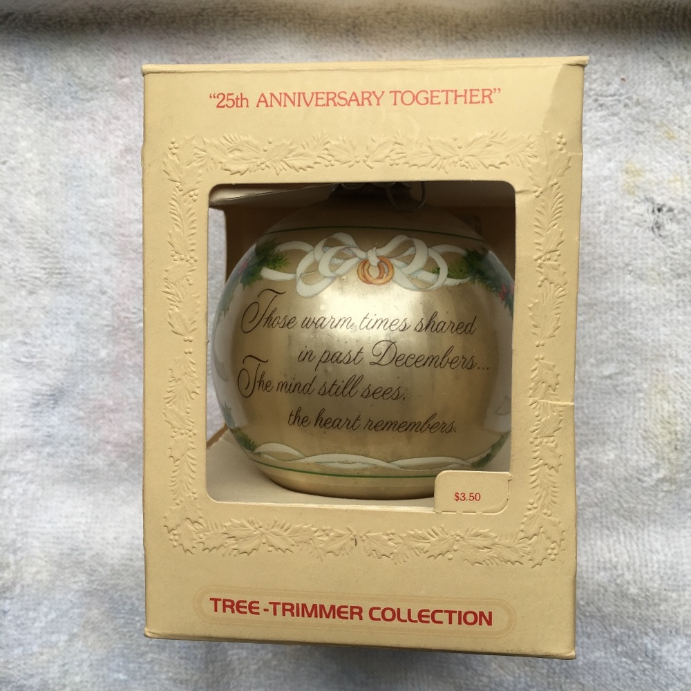Hallmark Glass Ornament '25th Anniversary Together Tree Trimmer Collection